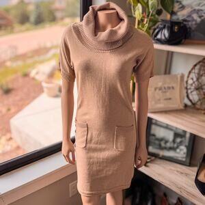 Athleta,  Zuni Camel/Beige Knit Cowl Neck Tunic Sweater dress, Women's X-Small